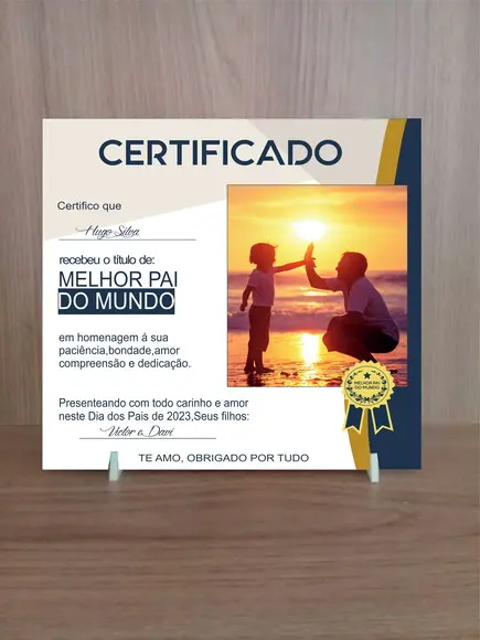 Certificado de Melhor Pai do Mundo em Azulejo