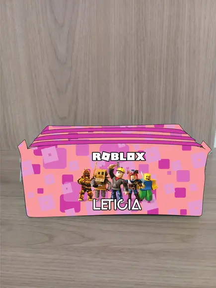 Estojo Escolar com 3 Zíperes Roblox Rosa
