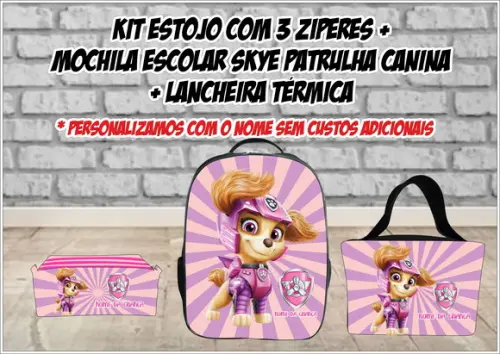 Kit Escolar Mochila com Lancheira e Estojo Skye