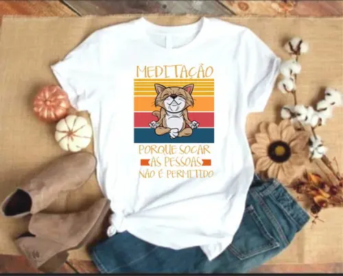 Camiseta Meditação Porque Socar Não É Permitido #3