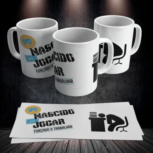 Caneca Nascido pra Jogar Forçado a Trabalhar