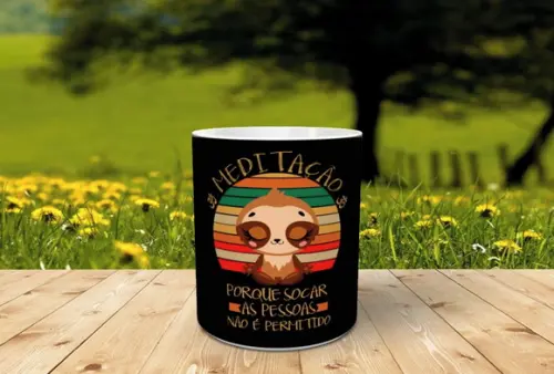 Caneca Preguiça Meditação porque socar não é permitido