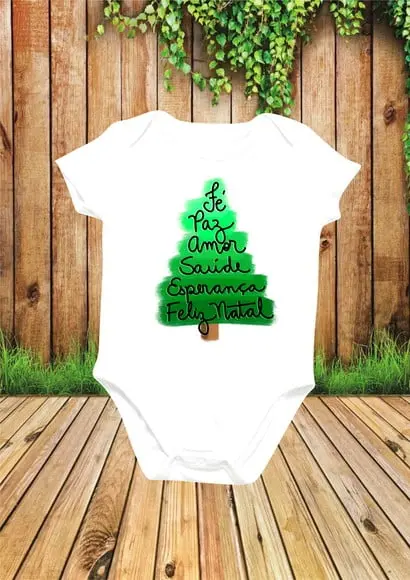 Body Personalizado Fé Paz Amor Saúde Esperança Feliz Natal