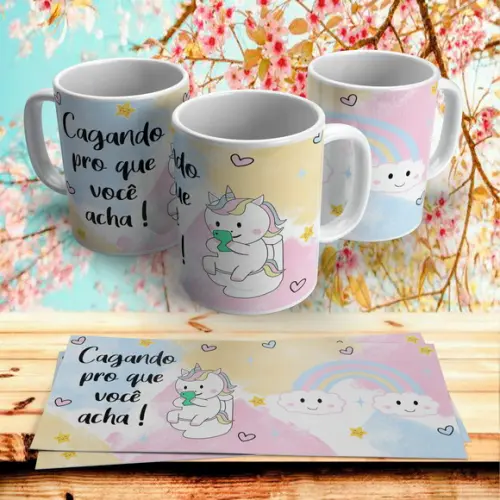 Caneca Unicórnio Cagando pro que você acha