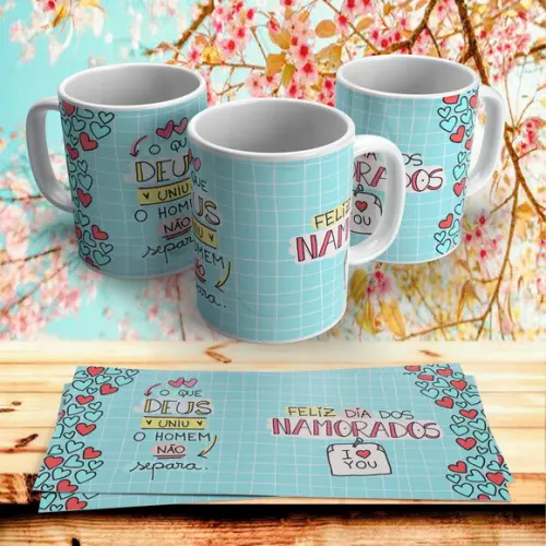 Caneca Dia dia Namorados O que Deus Uniu o Homem não Separa