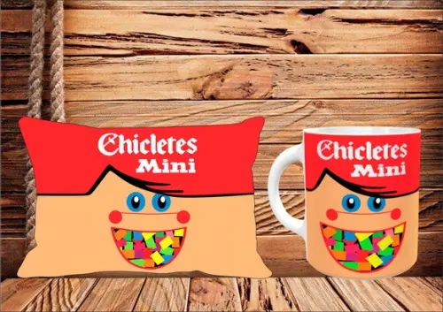 Kit Almofada + Caneca Personalizada Chicletes Mini