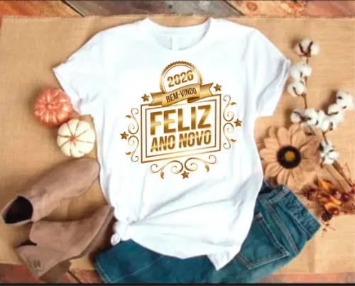 Camiseta Feliz Ano Novo Feliz 2026