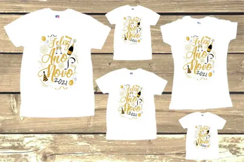 Kit 5 Camisetas Personalizadas Feliz 2025