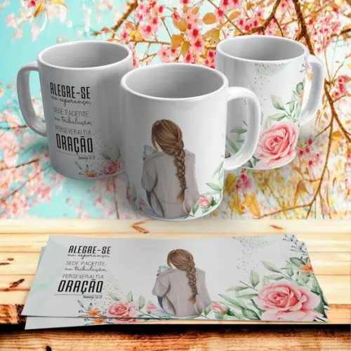 Caneca Gospel Alegre-se na Esperança,sede Paciente...