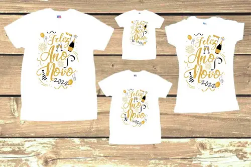 Kit 4 Camisetas Personalizadas Feliz 2025