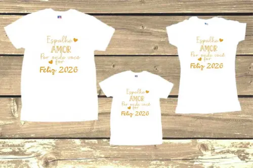 Kit 3 Camisetas Espalhe Amor Por Onde Você For Feliz 2026 #2