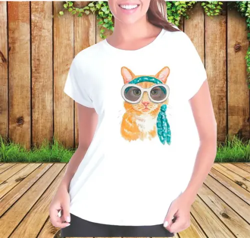 Camiseta Gato com Lenço