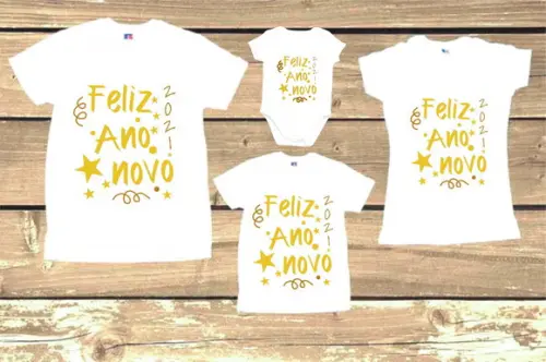 Kit com 4 Camiseta Feliz 2026