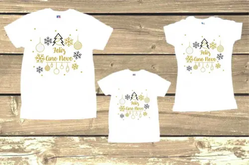 Kit com 3 Camisetas Feliz Ano Novo 2023