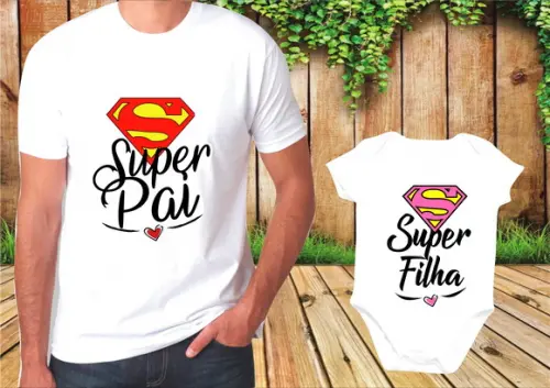 Kit Camiseta e Body Super Pai e Super Filha