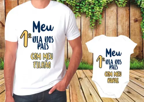 Kit Camiseta e Body Meu Primeiro Dia dos Pais