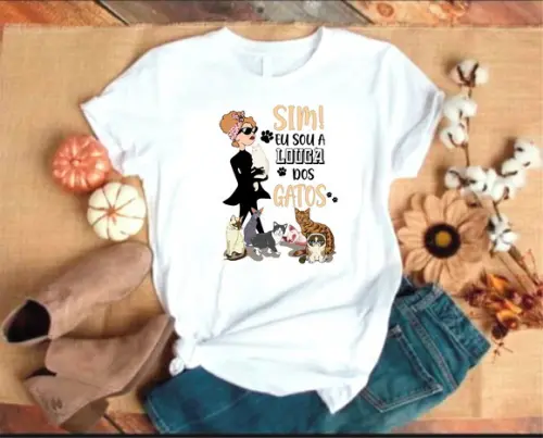 Kit Camiseta + Caneca Louca dos Gatos