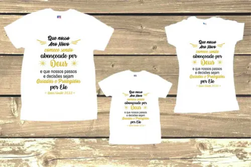 Kit 3 Camisetas Que Nosso Ano Comece Abençoado Por Deus 2025