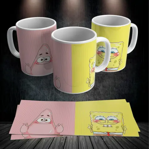 Caneca Bob Esponja e Patric