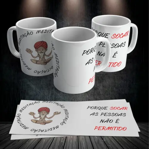 Caneca Meditação Porque Socar as Pessoas Não É Permitido #1