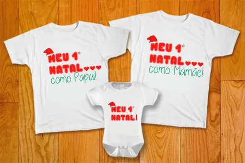 Kit 2 Camisetas + Body Meu Primeiro Natal #1