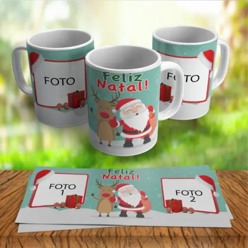 Caneca Personalizada Natal com 2 Fotos