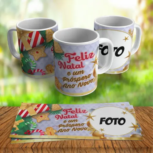 Caneca Personalizada Feliz Natal e Um Próspero Ano Novo