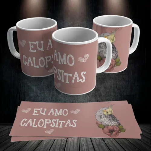 Caneca Eu Amo Calopsitas