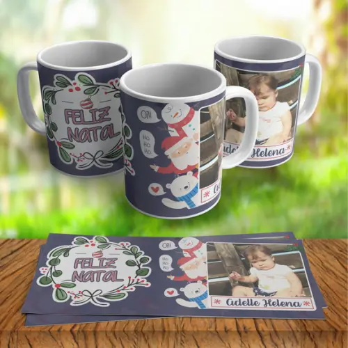 Caneca Personalizada Feliz Natal com Foto