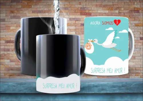 Caneca Magica Surpresa Agora Somos 3