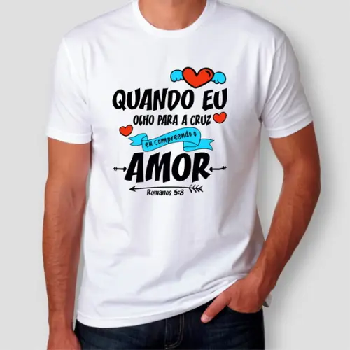 Camiseta Gospel Quando Eu Olho Para Cruz (versão Masculina)