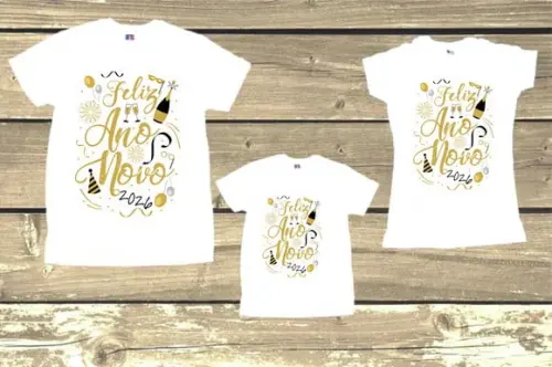 Kit 3 Camisetas Personalizadas Feliz 2026