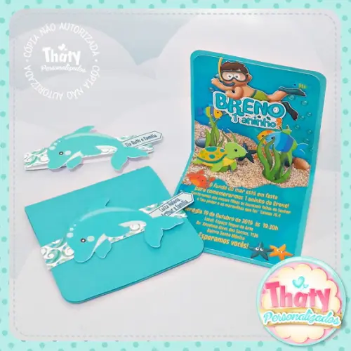 Convite Pop Up - Fundo do Mar