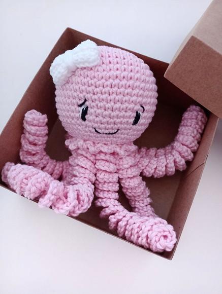 Polvo Amigurumi para Bebê - Rosa
