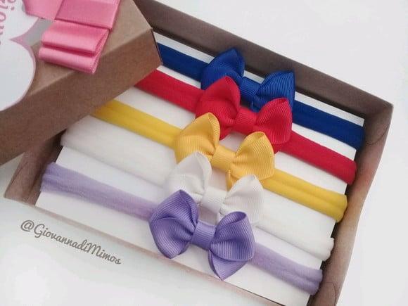 Kit 5 Faixas para Bebê/laço Clara