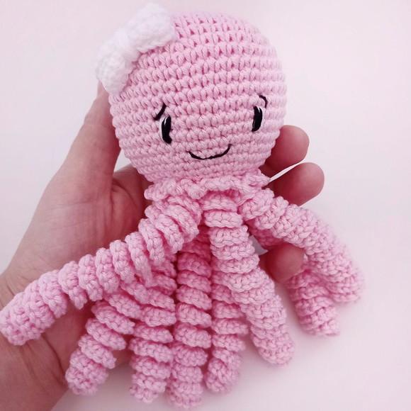 Polvo Amigurumi para Bebê - Rosa