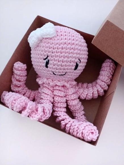 Polvo Amigurumi para Bebê - Rosa