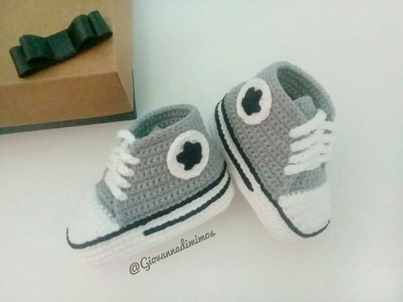 Tenis de Crochê Star para Bebê - Cinza