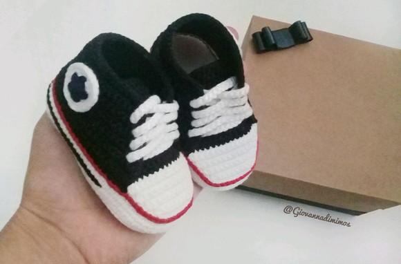 Tênis de Crochê Star para Bebê - Preto