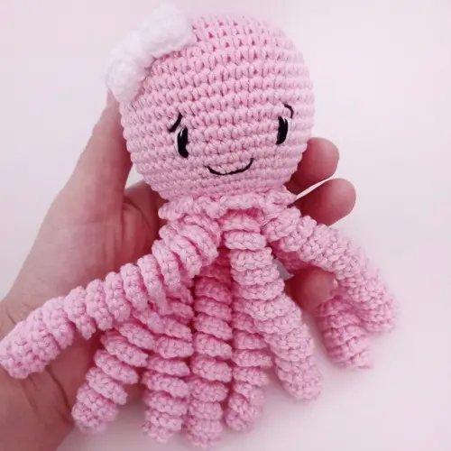 Polvo Amigurumi para Bebê - Rosa