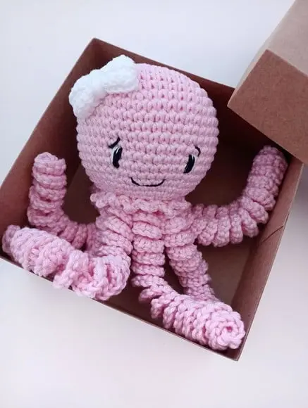 Polvo Amigurumi para Bebê - Rosa