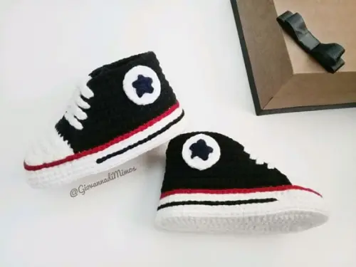 Tênis de Crochê Star para Bebê - Preto