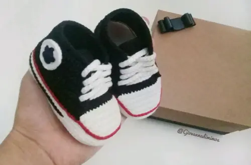 Tênis de Crochê Star para Bebê - Preto