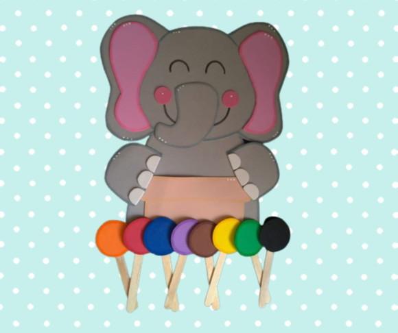 Recurso Pedagógico: Luva Elefante Colorido Eva