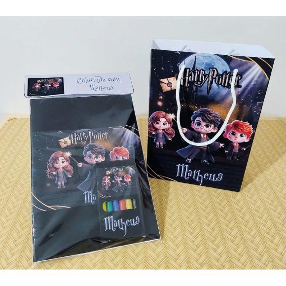 Kit Sacola Personalizada Harry Potter + Livro de Colorir