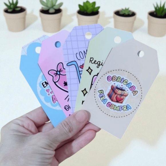 Tags de Agradecimento 5x9 cm com Furo para Clientes e Festas