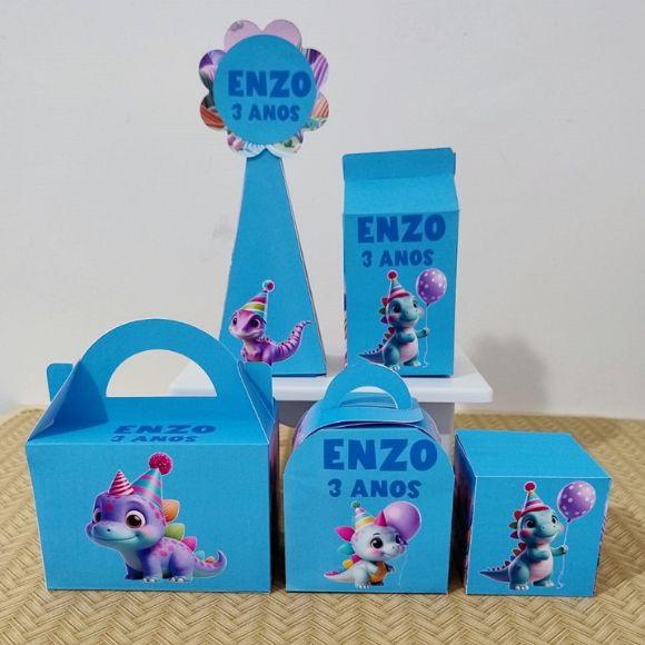 Kit 50 Personalizados Festa dos Dinossauros Pegue e Monte