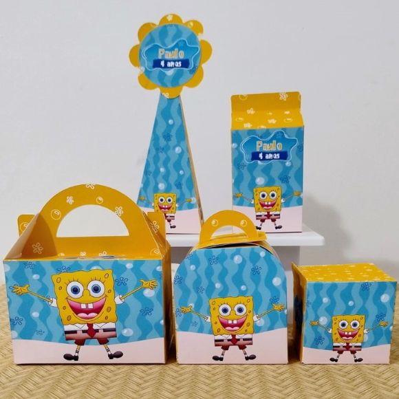 Kit 50 Personalizados Bob Esponja Pegue e Monte