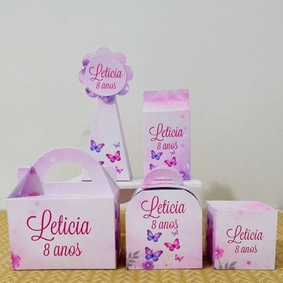 Kit 50 Personalizados Borboleta Pegue e Monte