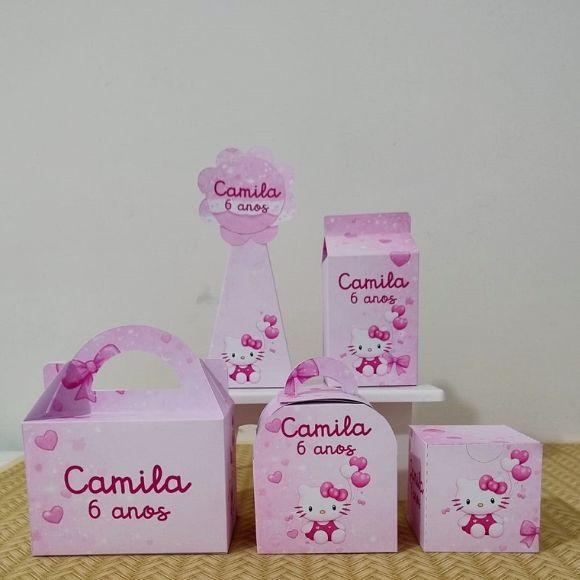 Kit 50 Personalizados Hello Kitty Pegue e Monte